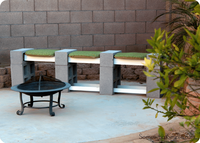 A cinder block is sitting on a platform