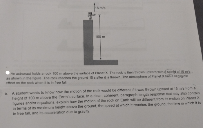 An astronaut holds a rock 100m