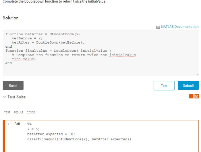 Complete the doubledown function to return twice the initialvalue.